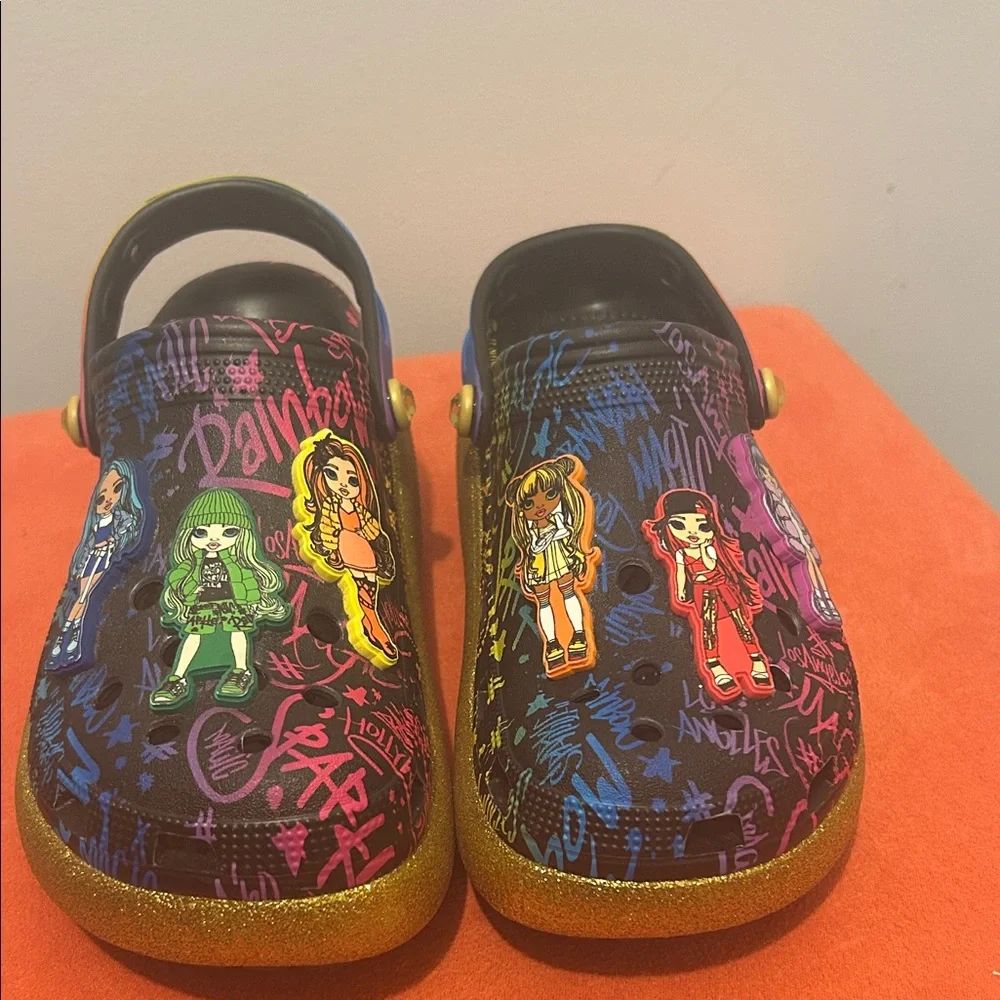 NWOT Rainbow High Colorful Crocs